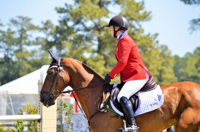 Marilyn Little and RF Demeter in the CIC3* show jumping at Carolina International. Photo by Sally Spickard.