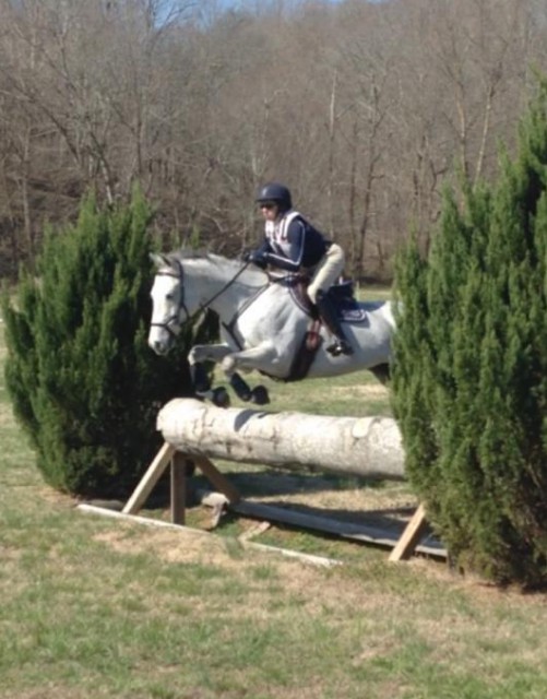 Jana Lyle and Tupelo schooling cross country with Jim. Photo by Chris Gavin. 