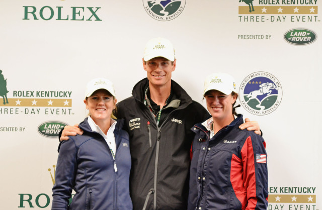 Allison Springer, William Fox-Pitt and Lauren Kieffer at the Day 2 press conference. Photo by Jenni Autry.