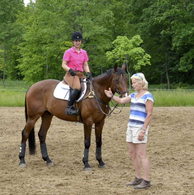 Lucinda giving instruction on “engine-line-balance” to Lisa Hennings on the Tax Man. Photo by Dean Hennings.