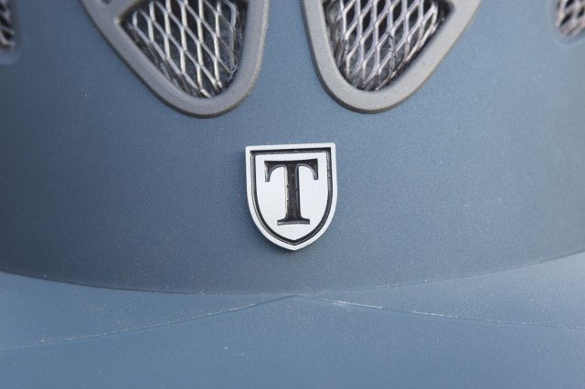 Logo on the front of the Tipperary T-Series T2 helmet - Photo by Lorraine Peachey