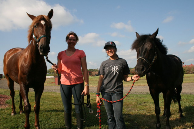 Ingvill Ramberg, left, brought her friend Lindsey Kahn to Roebke’s Run for Kahn’s first try at Eventing. They are pictured with their horses, Johnny’s Private Collection and Onyx.