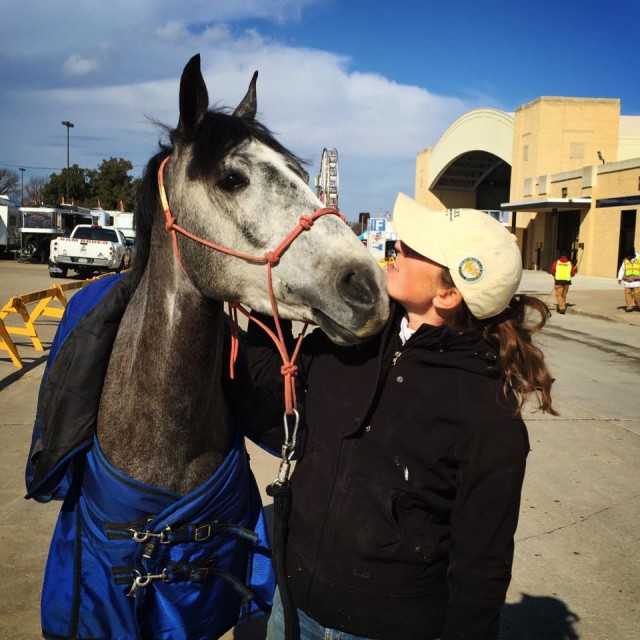 Elisa Wallace and Hwin share a momemt. Photo via Wallace Eventing.