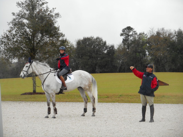 This way? That way? David O'Connor and Liz Halliday-Sharp decide which jumps to tackle. Photo by Rachael Walker.