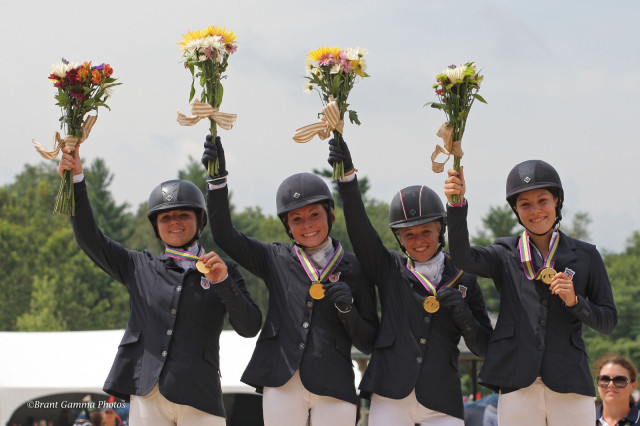 The gold medal CH-J* Area II team at NAJYRC 2015. From left: Skyler Decker, Camilla Grover-Dodge, Amanda Beale Clement and Morgan Booth. Photo by Brant Gamma for the FEI.