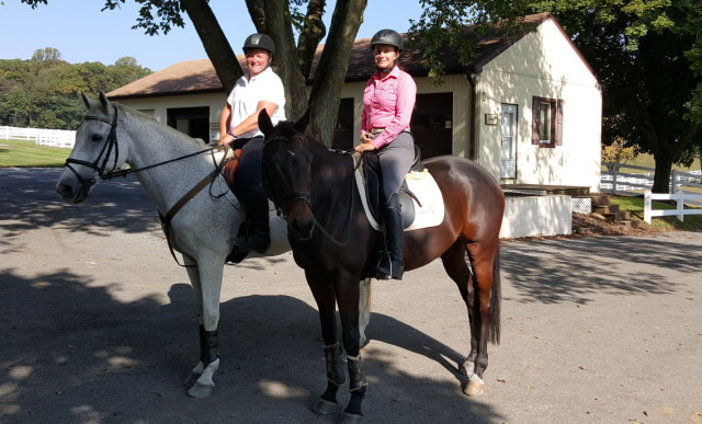 Beth Sokohl on Buckharo and Kate Chadderton on Collection Pass out for an afternoon hack. 