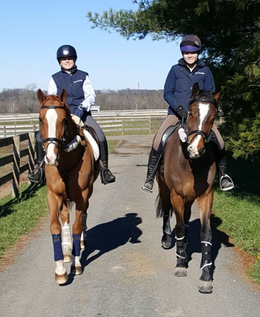 Sharon Decker on Share Option and Skyler Decker on Inoui Van Bost out for a post lesson hack. Photo by Dave Taylor.