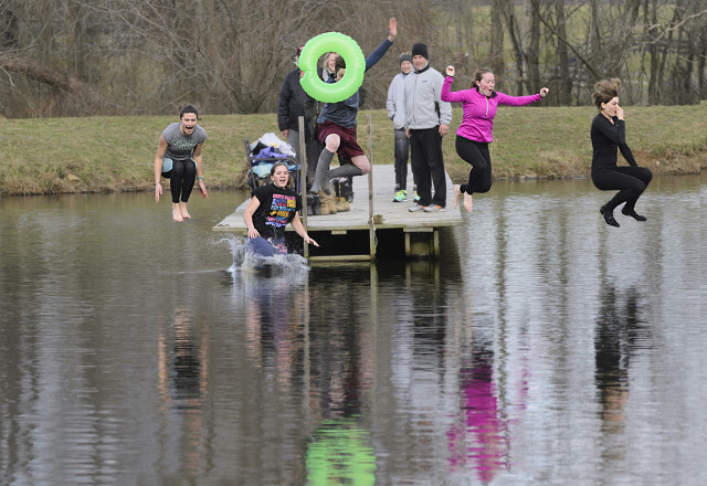 How the working students at Windchase celebrate New Year's: the 4th annual Windchase Polar Dive! Photo by Phyllis Dawson.