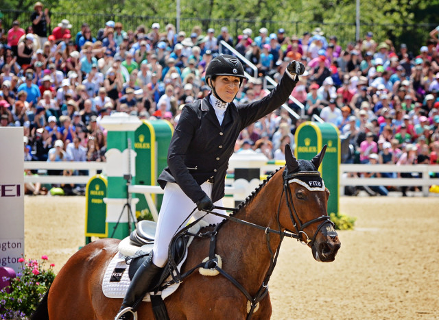 Laine Ashker and Anthony Patch were one of only four pairs that jumped a double clear round. Photo by Jenni Autry.