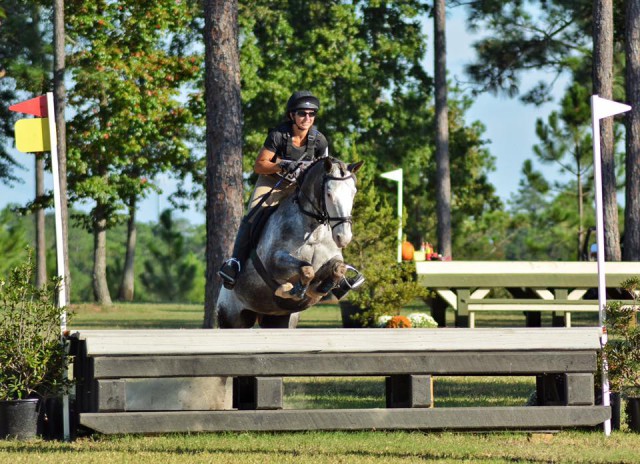 Super Pony Willow having the time of her life (while I hang on tight) at Stable View Advanced Oktoberfest HT. Photo by Kate Samuels.