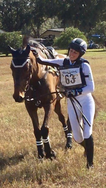 Erin Rose and Cambalda celebrate a double clear cross country. Photo by Jennie Brannigan. 